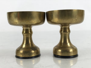 Japanese Buddhist Altar Fitting Brass Rice Offering Cup Vtg Small Gold 2pc BA462