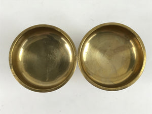 Japanese Buddhist Altar Fitting Brass Rice Offering Cup Vtg Small Gold 2pc BA462