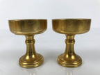 Japanese Buddhist Altar Fitting Brass Rice Offering Cup Vtg Small Gold 2pc BA761