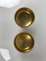 Japanese Buddhist Altar Fitting Brass Rice Offering Cup Vtg Small Gold 2pc BA761