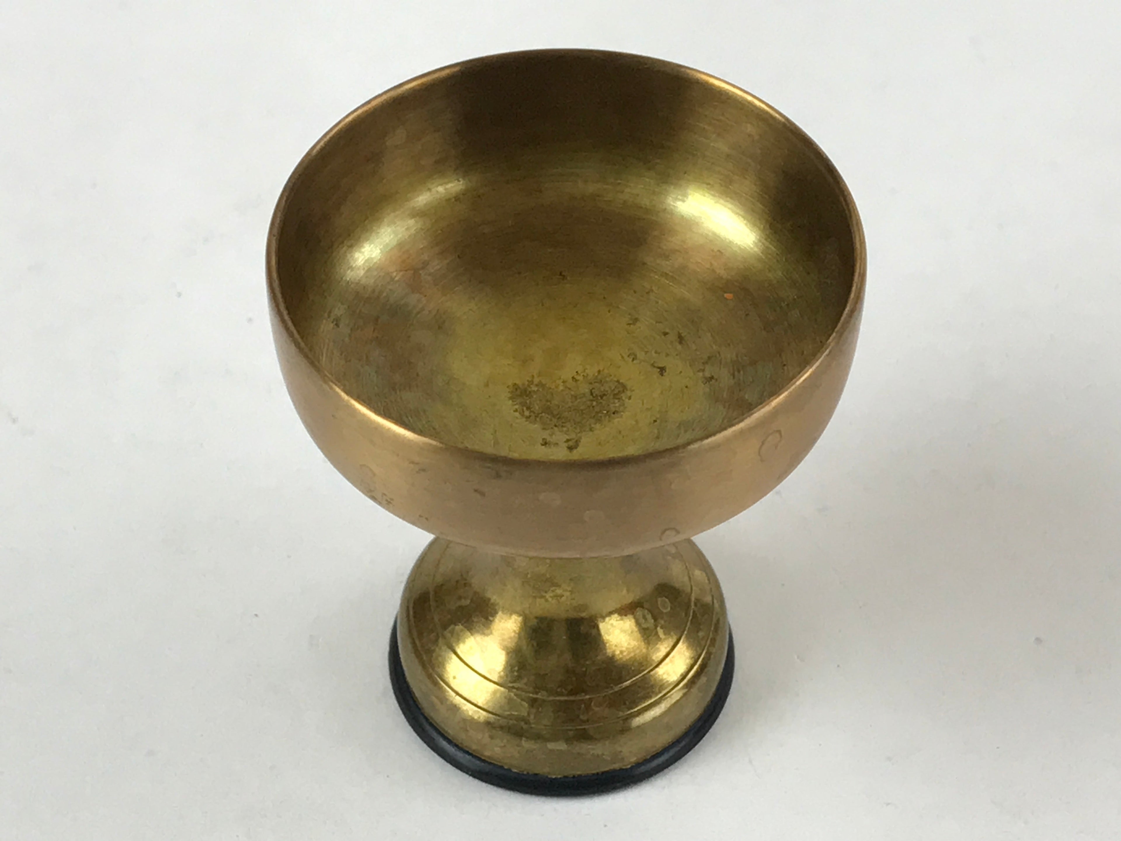 Japanese Buddhist Altar Fitting Brass Rice Offering Cup Vtg Small Gold BA210