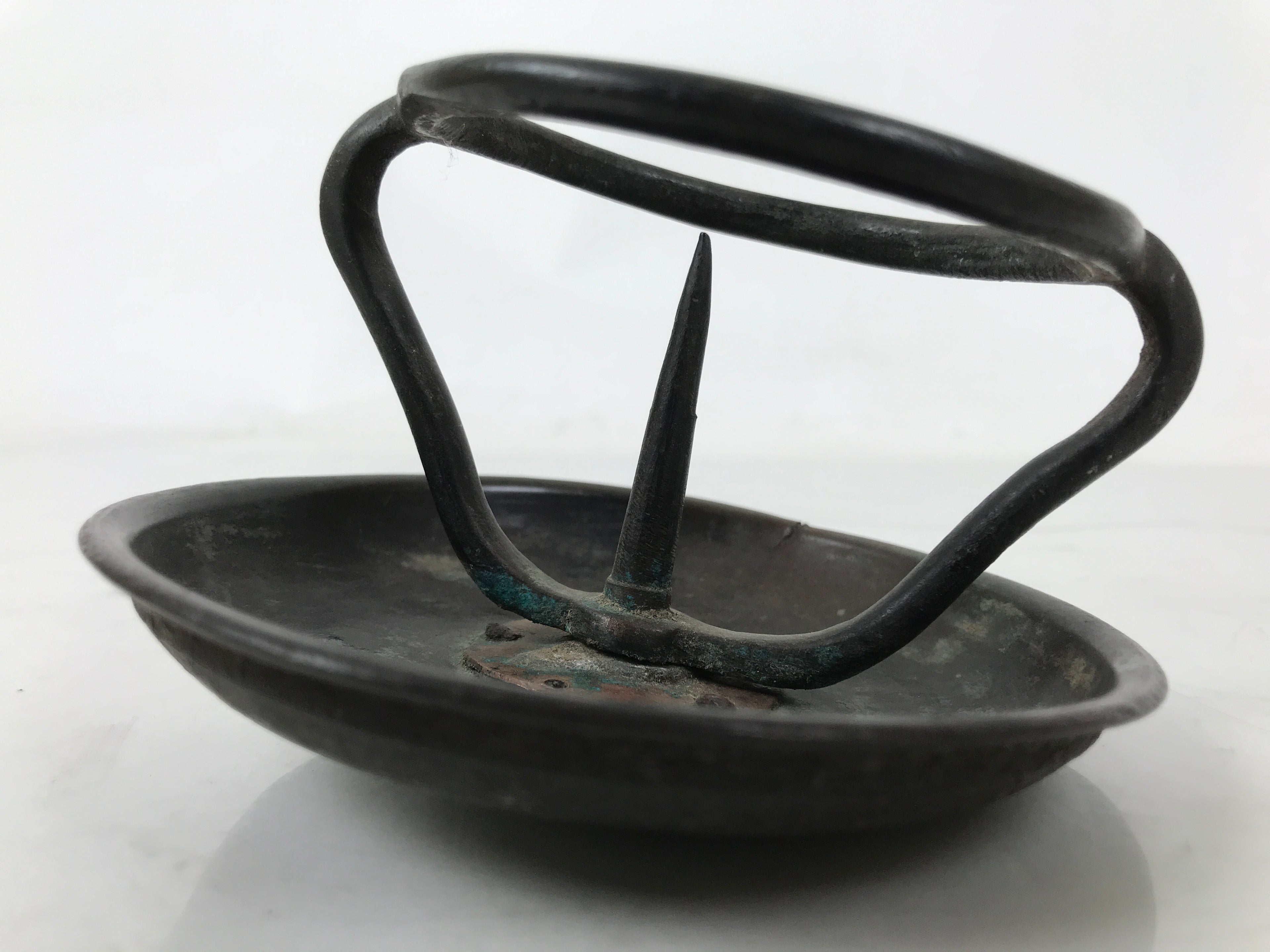 Japanese Buddhist Altar Fitting Bronze Candle Stand Part Metal Shokudai BA595