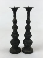 Japanese Buddhist Altar Fitting Bronze Candle Stand Vtg Shokudai 2pc BA180