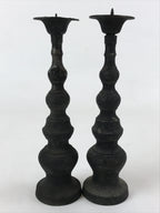 Japanese Buddhist Altar Fitting Bronze Candle Stand Vtg Shokudai 2pc BA180