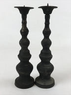 Japanese Buddhist Altar Fitting Bronze Candle Stand Vtg Shokudai 2pc BA180