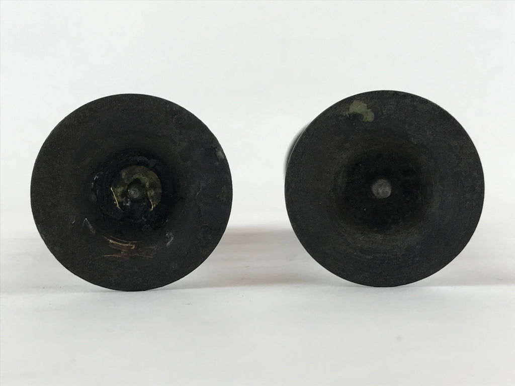 Japanese Buddhist Altar Fitting Bronze Candle Stand Vtg Shokudai 2pc BA180