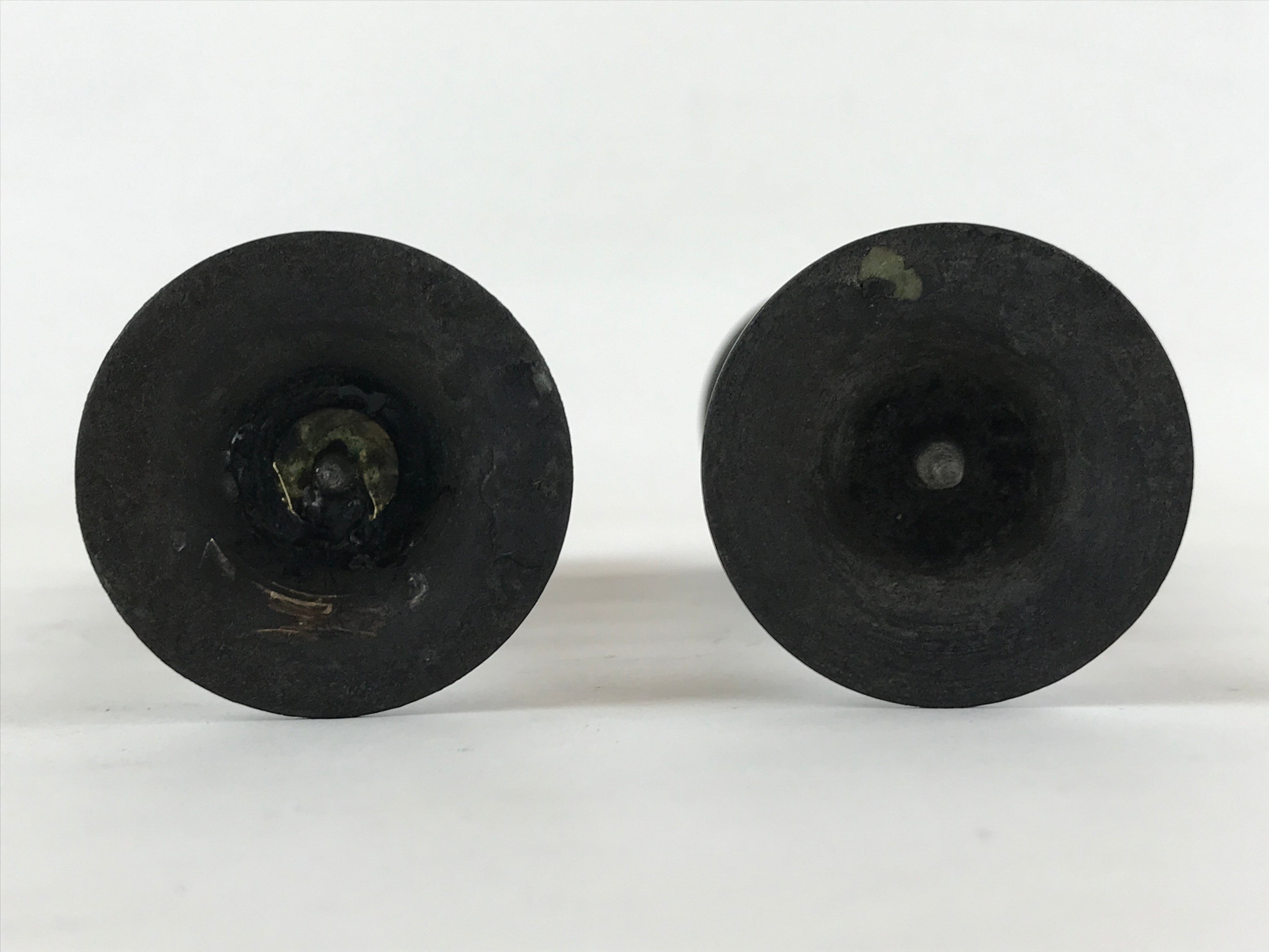 Japanese Buddhist Altar Fitting Bronze Candle Stand Vtg Shokudai 2pc BA180