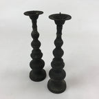 Japanese Buddhist Altar Fitting Bronze Candle Stand Vtg Shokudai 2pc BA180