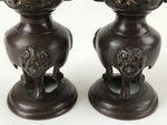 Japanese Buddhist Altar Fitting Bronze Candle Stand Vtg Shokudai 2pc BA208