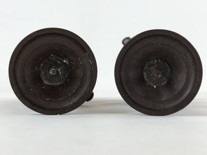 Japanese Buddhist Altar Fitting Bronze Candle Stand Vtg Shokudai 2pc BA208