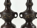 Japanese Buddhist Altar Fitting Bronze Candle Stand Vtg Shokudai 2pc BA208