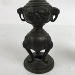 Japanese Buddhist Altar Fitting Bronze Candle Stand Vtg Shokudai 2pc Birds BA386