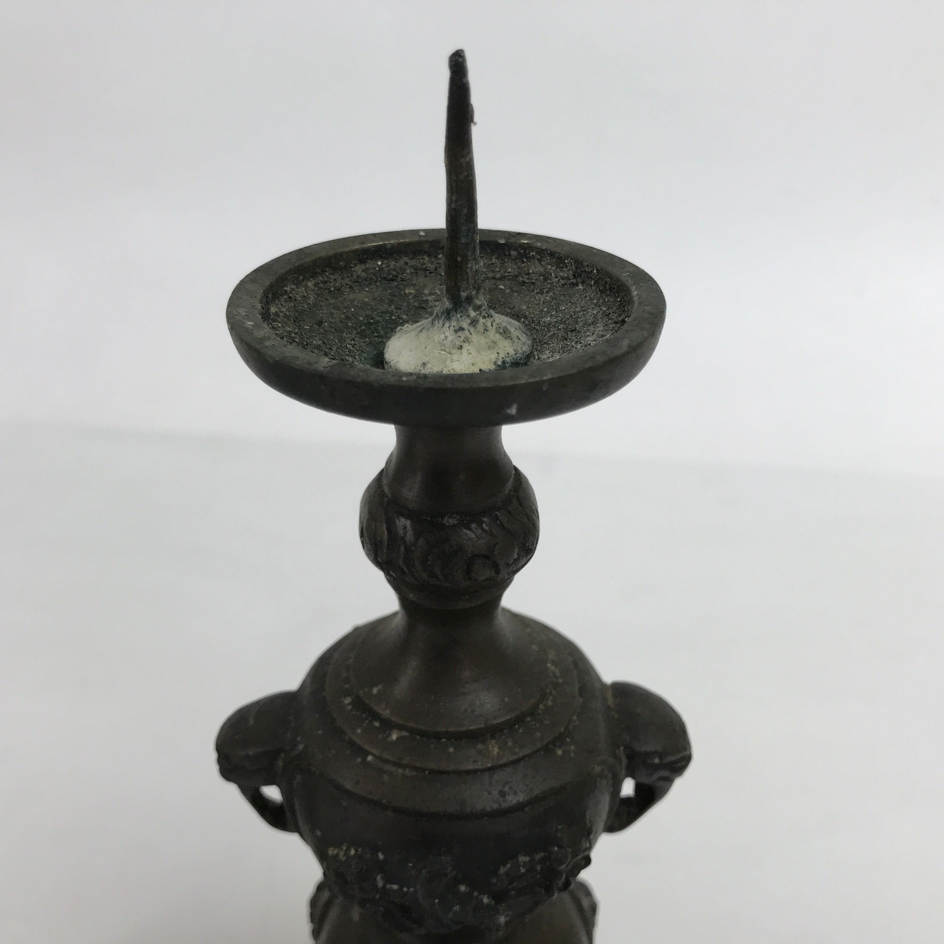 Japanese Buddhist Altar Fitting Bronze Candle Stand Vtg Shokudai 2pc Birds BA386