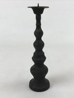 Japanese Buddhist Altar Fitting Bronze Candle Stand Vtg Shokudai Black BA181