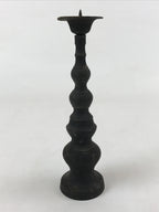 Japanese Buddhist Altar Fitting Bronze Candle Stand Vtg Shokudai Black BA181