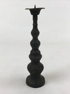 Japanese Buddhist Altar Fitting Bronze Candle Stand Vtg Shokudai Black BA181