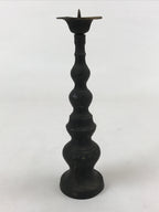 Japanese Buddhist Altar Fitting Bronze Candle Stand Vtg Shokudai Black BA181