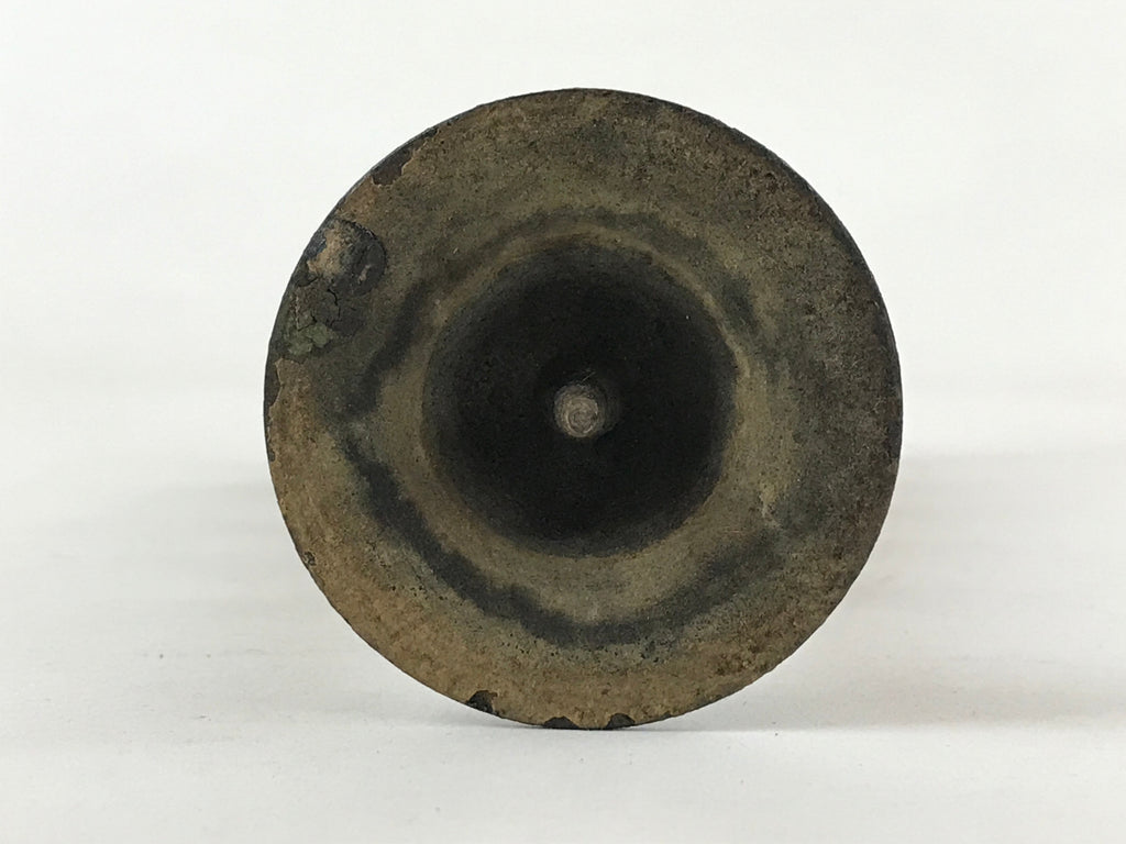 Japanese Buddhist Altar Fitting Bronze Candle Stand Vtg Shokudai Black BA181