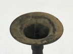 Japanese Buddhist Altar Fitting Bronze Candle Stand Vtg Shokudai Black BA181