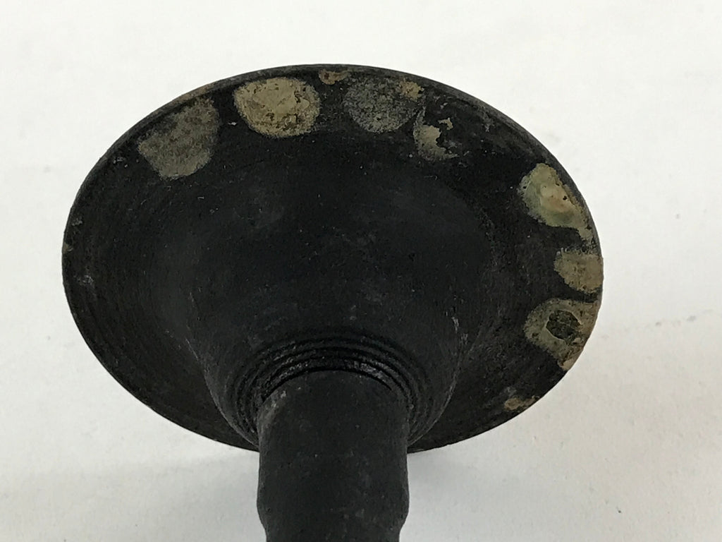 Japanese Buddhist Altar Fitting Bronze Candle Stand Vtg Shokudai Black BA181