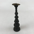 Japanese Buddhist Altar Fitting Bronze Candle Stand Vtg Shokudai Black BA181