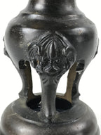 Japanese Buddhist Altar Fitting Bronze Candle Stand Vtg Shokudai Brown BA273