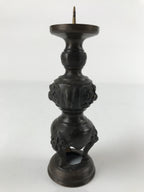 Japanese Buddhist Altar Fitting Bronze Candle Stand Vtg Shokudai Brown BA273