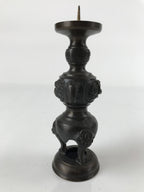 Japanese Buddhist Altar Fitting Bronze Candle Stand Vtg Shokudai Brown BA273