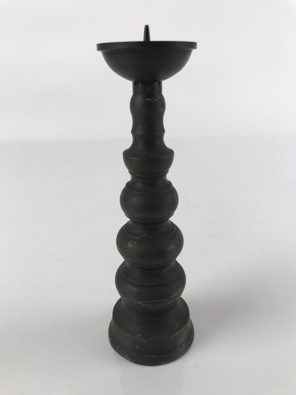 Japanese Buddhist Altar Fitting Bronze Candle Stand Vtg Shokudai Brown BA276