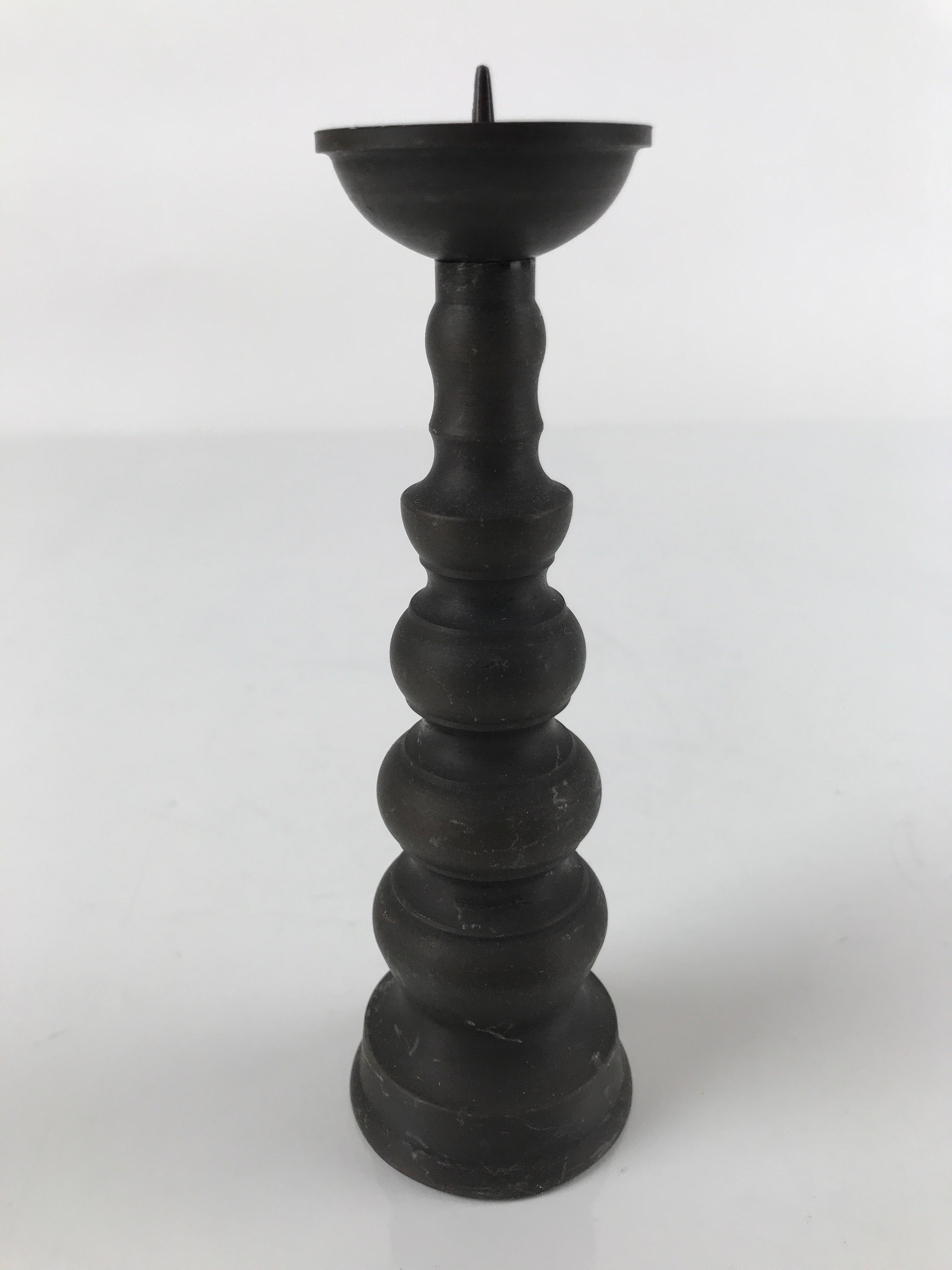 Japanese Buddhist Altar Fitting Bronze Candle Stand Vtg Shokudai Brown BA276