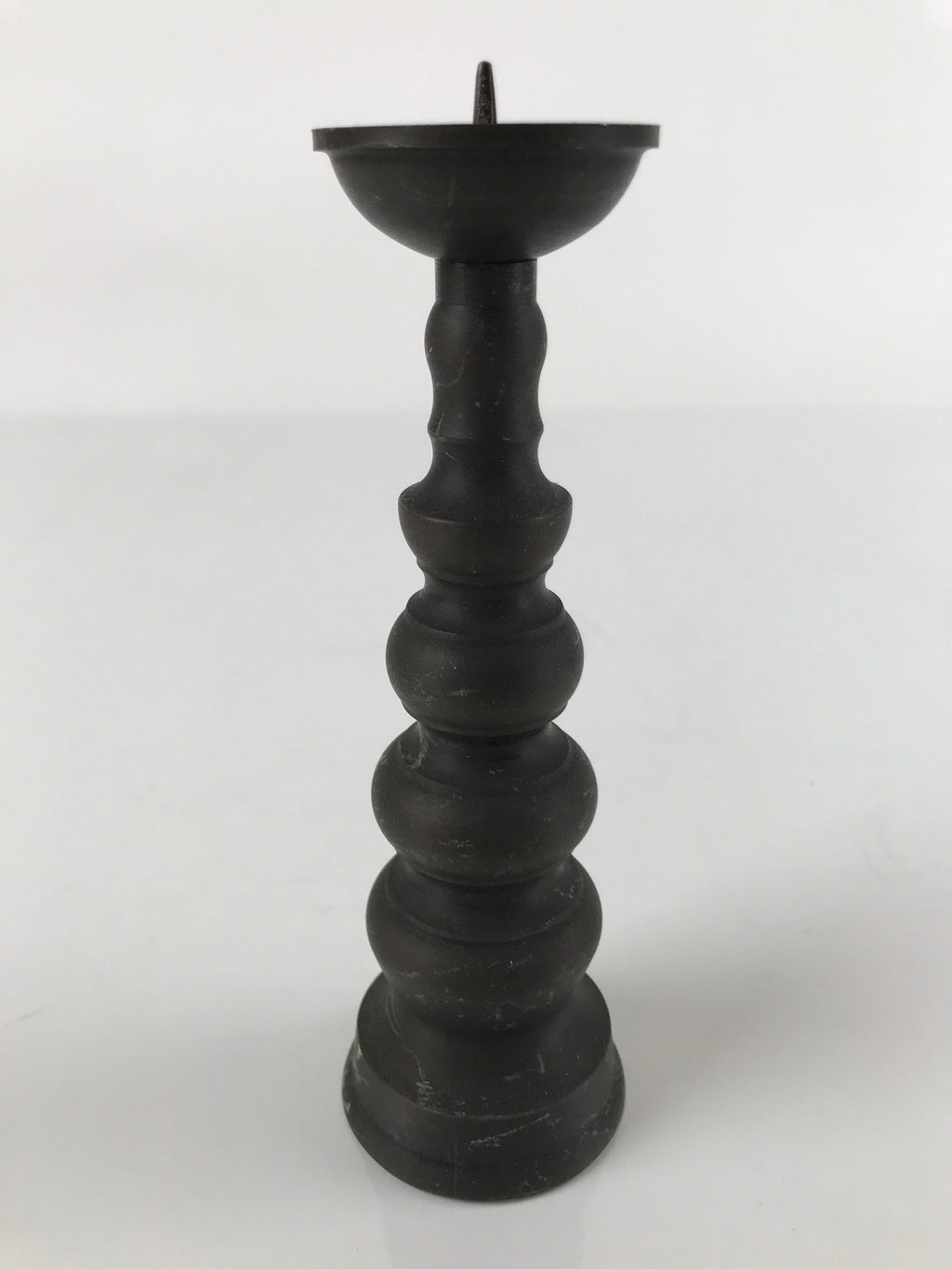Japanese Buddhist Altar Fitting Bronze Candle Stand Vtg Shokudai Brown BA276
