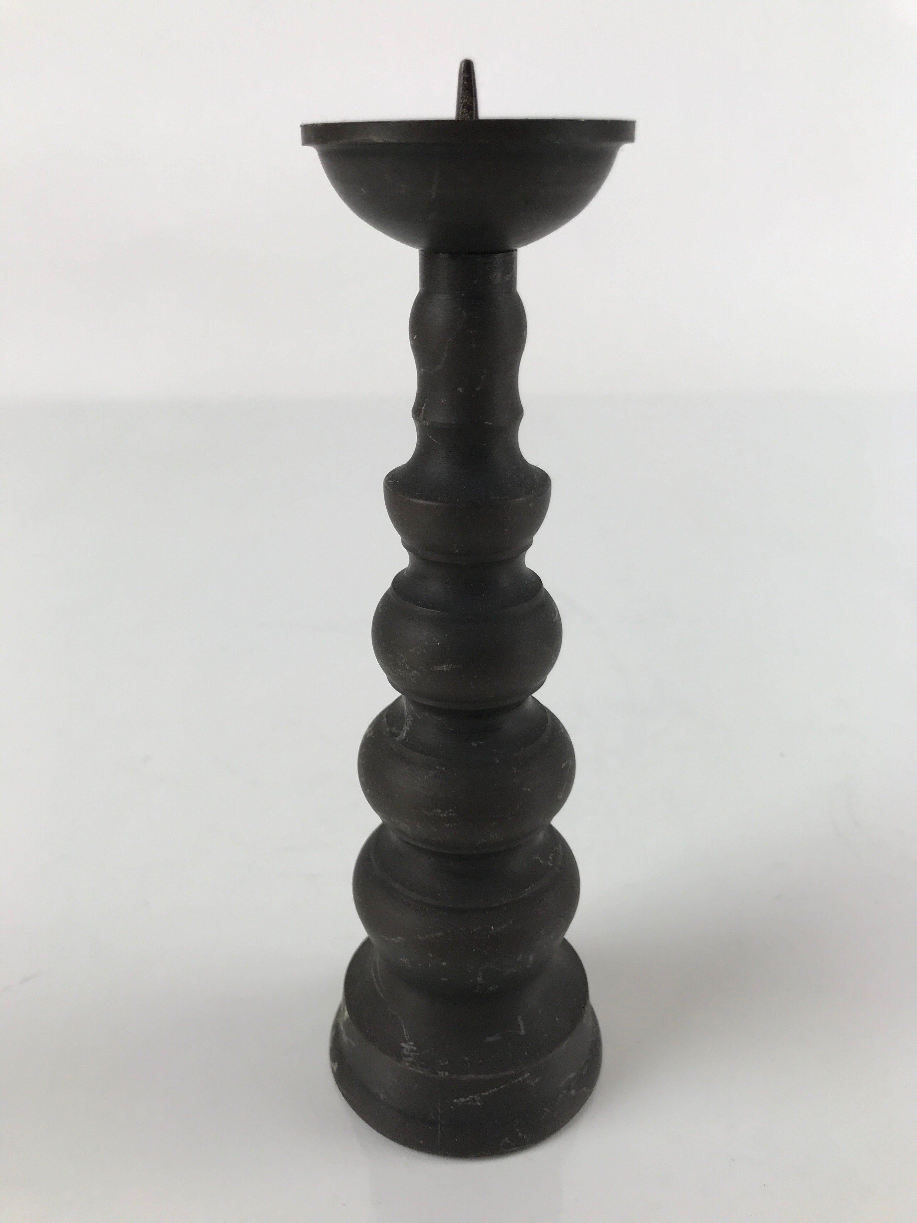 Japanese Buddhist Altar Fitting Bronze Candle Stand Vtg Shokudai Brown BA276