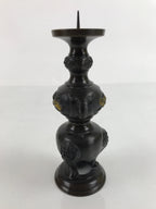Japanese Buddhist Altar Fitting Bronze Candle Stand Vtg Shokudai Brown BA333