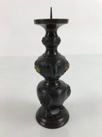 Japanese Buddhist Altar Fitting Bronze Candle Stand Vtg Shokudai Brown BA333