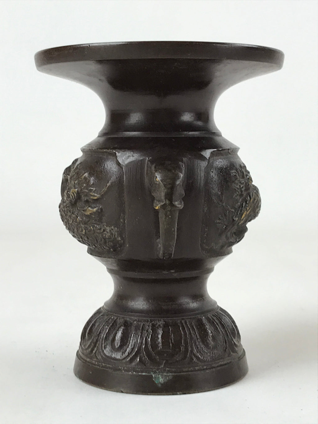 Japanese Buddhist Altar Fitting Bronze Flower Vase Vtg Butsugu Brown BA213