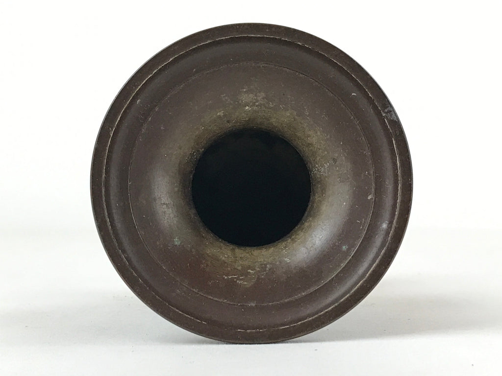 Japanese Buddhist Altar Fitting Bronze Flower Vase Vtg Butsugu Brown BA213