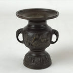 Japanese Buddhist Altar Fitting Bronze Flower Vase Vtg Butsugu Brown BA213