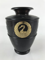 Japanese Buddhist Altar Fitting Bronze Flower Vase Vtg Butsugu Crane Brown BA278