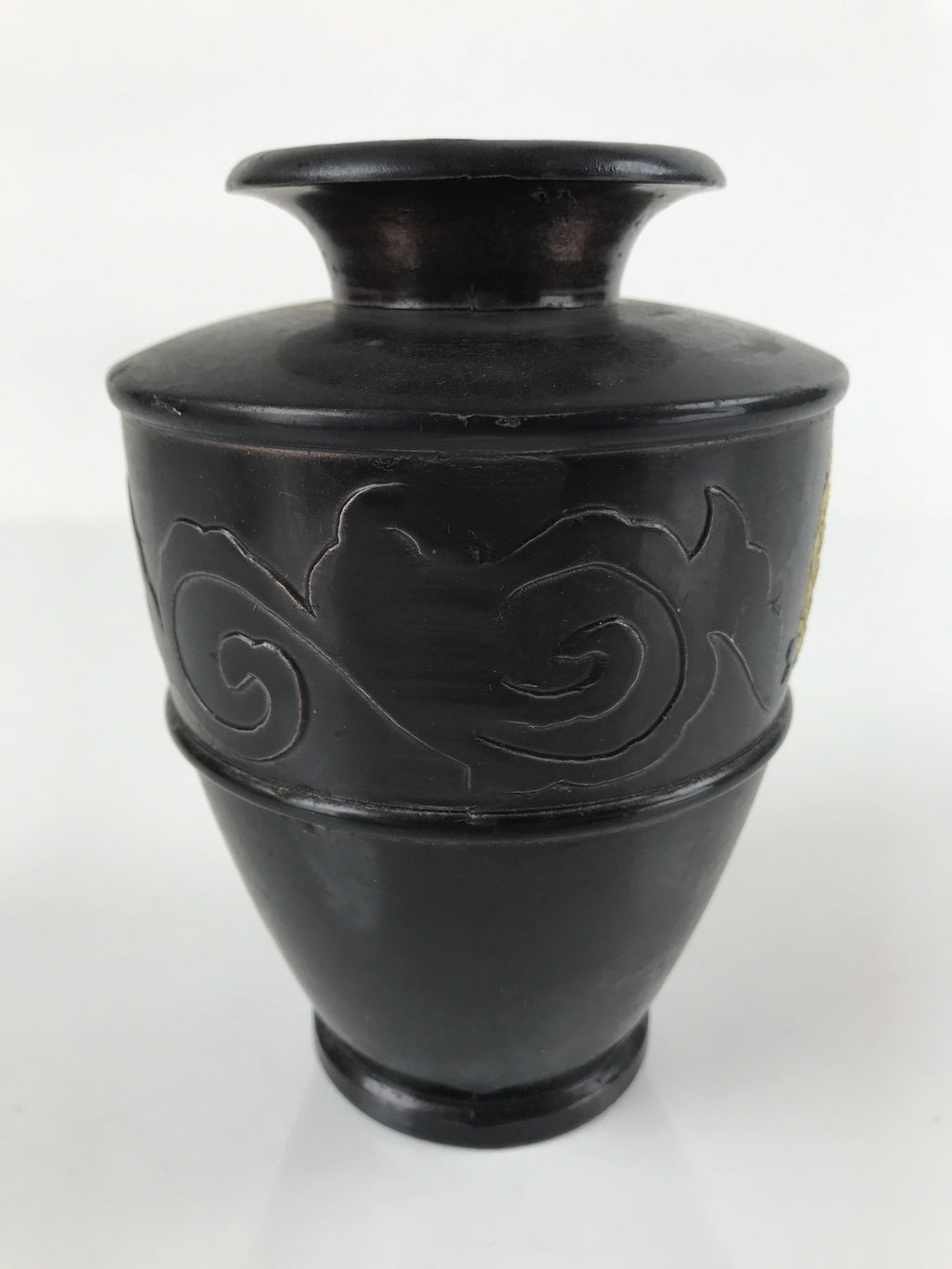 Japanese Buddhist Altar Fitting Bronze Flower Vase Vtg Butsugu Crane Brown BA278
