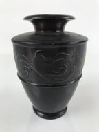 Japanese Buddhist Altar Fitting Bronze Flower Vase Vtg Butsugu Crane Brown BA278