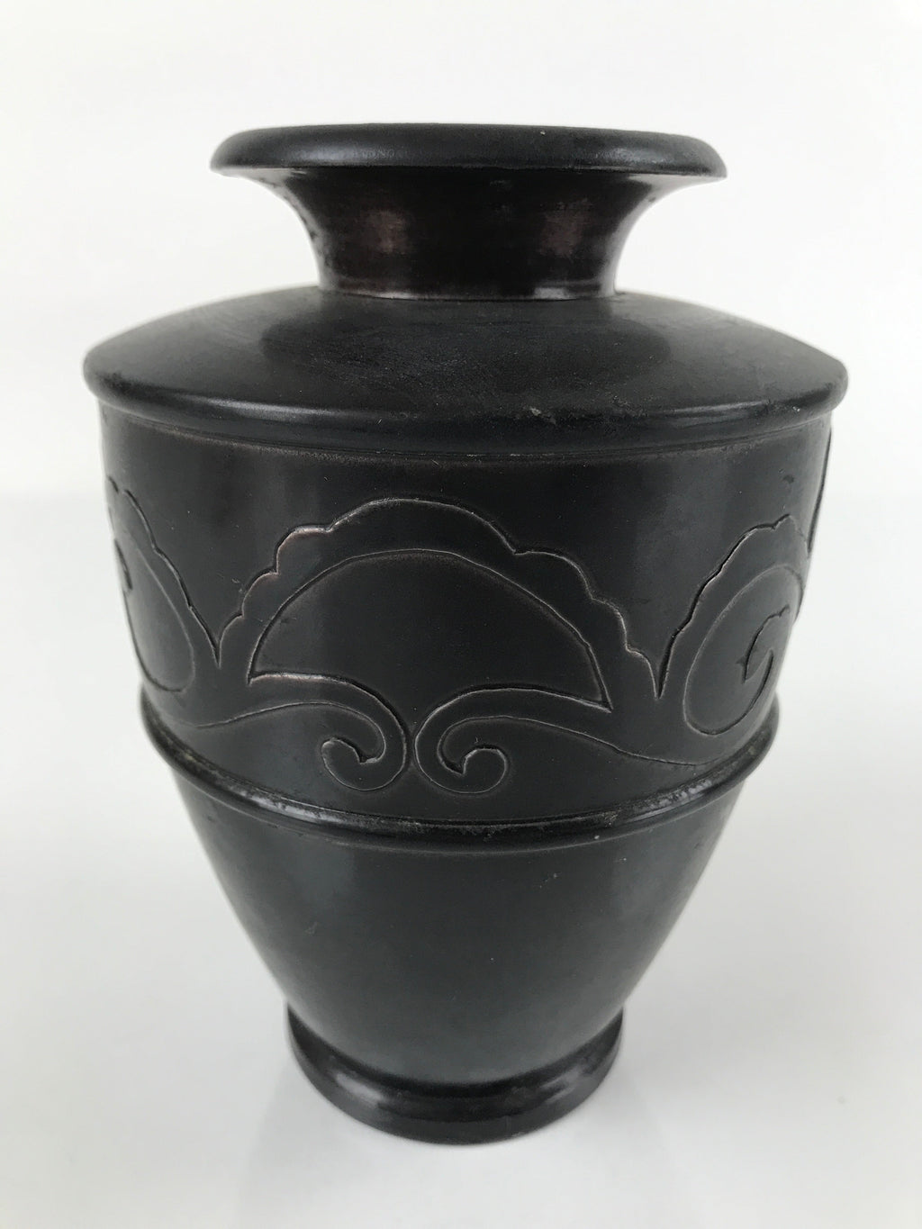 Japanese Buddhist Altar Fitting Bronze Flower Vase Vtg Butsugu Crane Brown BA278