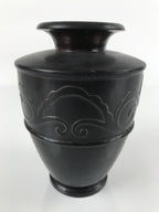 Japanese Buddhist Altar Fitting Bronze Flower Vase Vtg Butsugu Crane Brown BA278