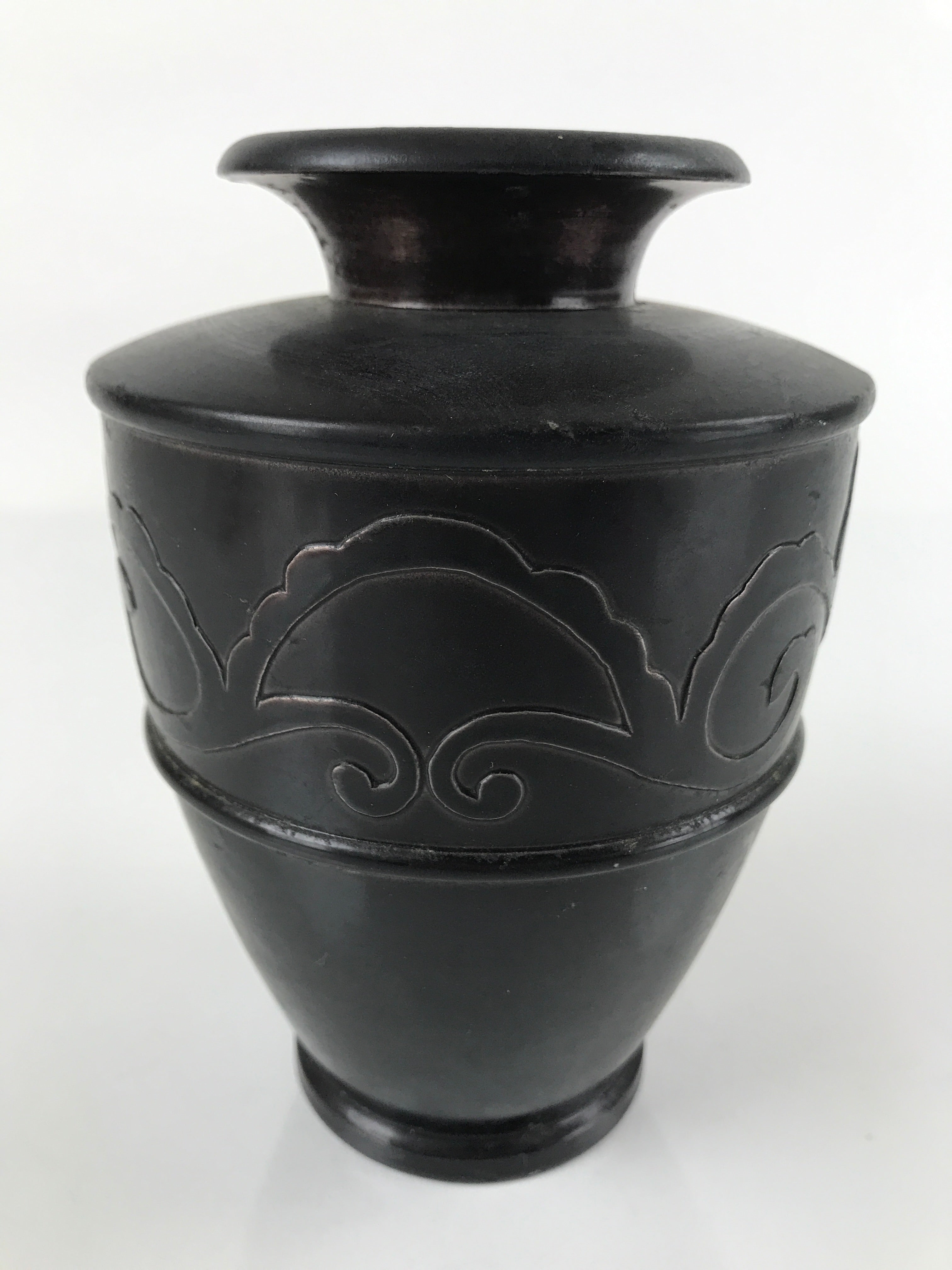 Japanese Buddhist Altar Fitting Bronze Flower Vase Vtg Butsugu Crane Brown BA278