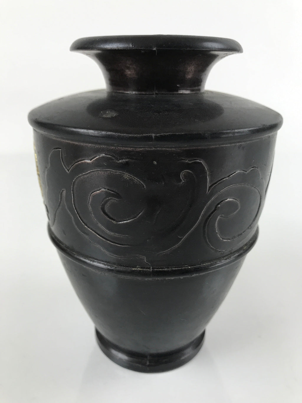 Japanese Buddhist Altar Fitting Bronze Flower Vase Vtg Butsugu Crane Brown BA278