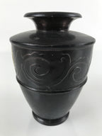 Japanese Buddhist Altar Fitting Bronze Flower Vase Vtg Butsugu Crane Brown BA278