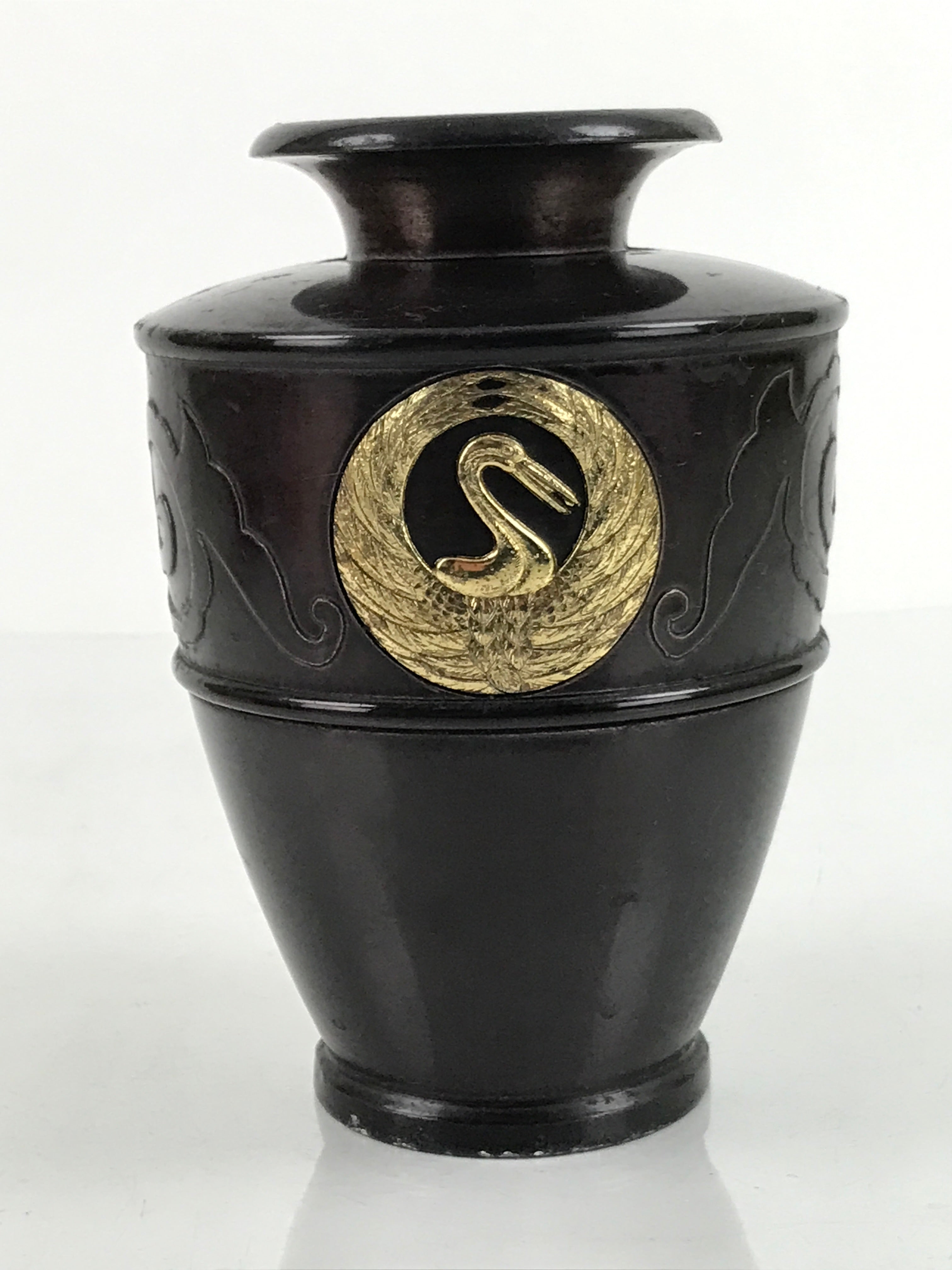Japanese Buddhist Altar Fitting Bronze Flower Vase Vtg Hanatate Brown BA326