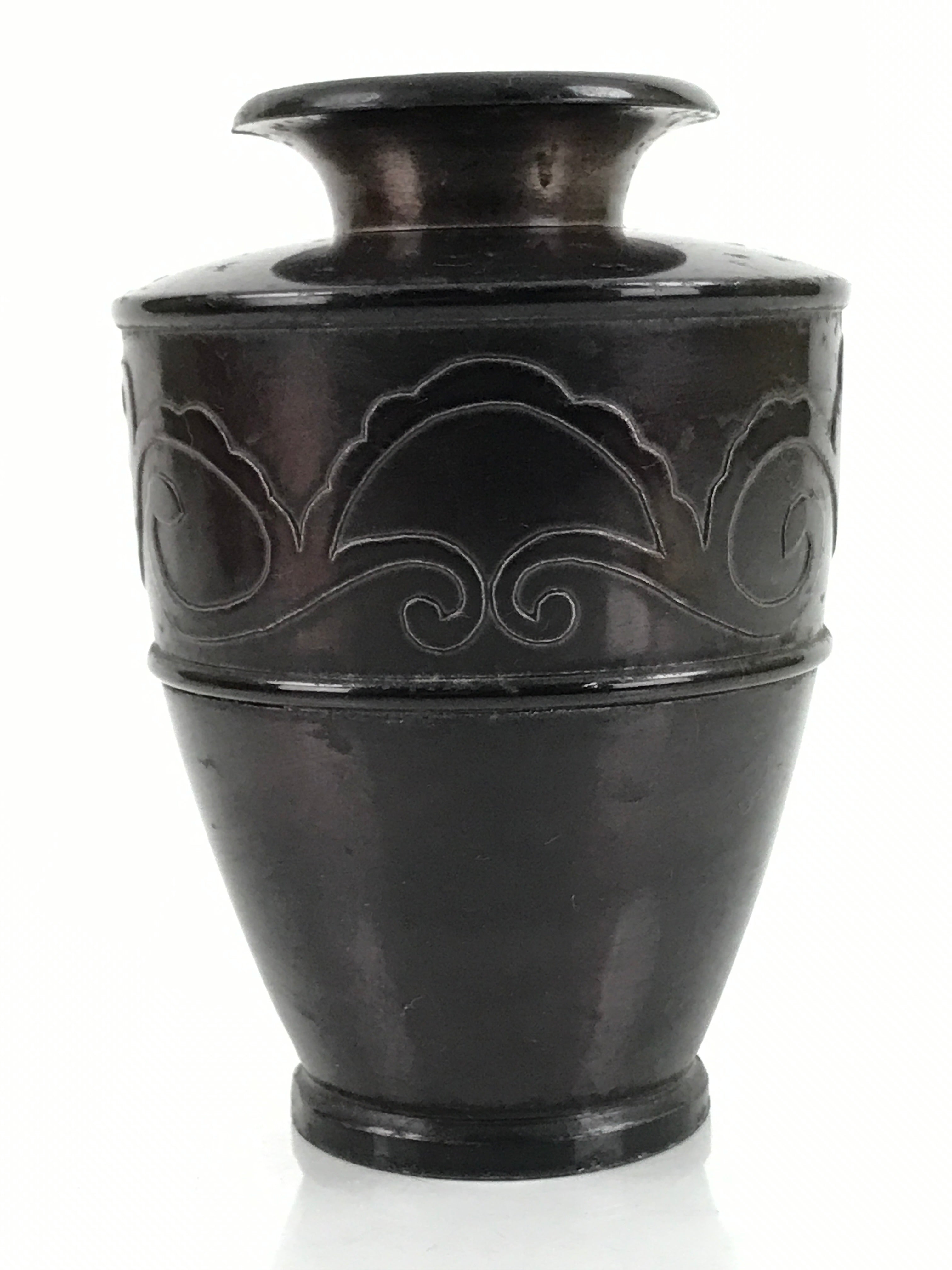 Japanese Buddhist Altar Fitting Bronze Flower Vase Vtg Hanatate Brown BA326