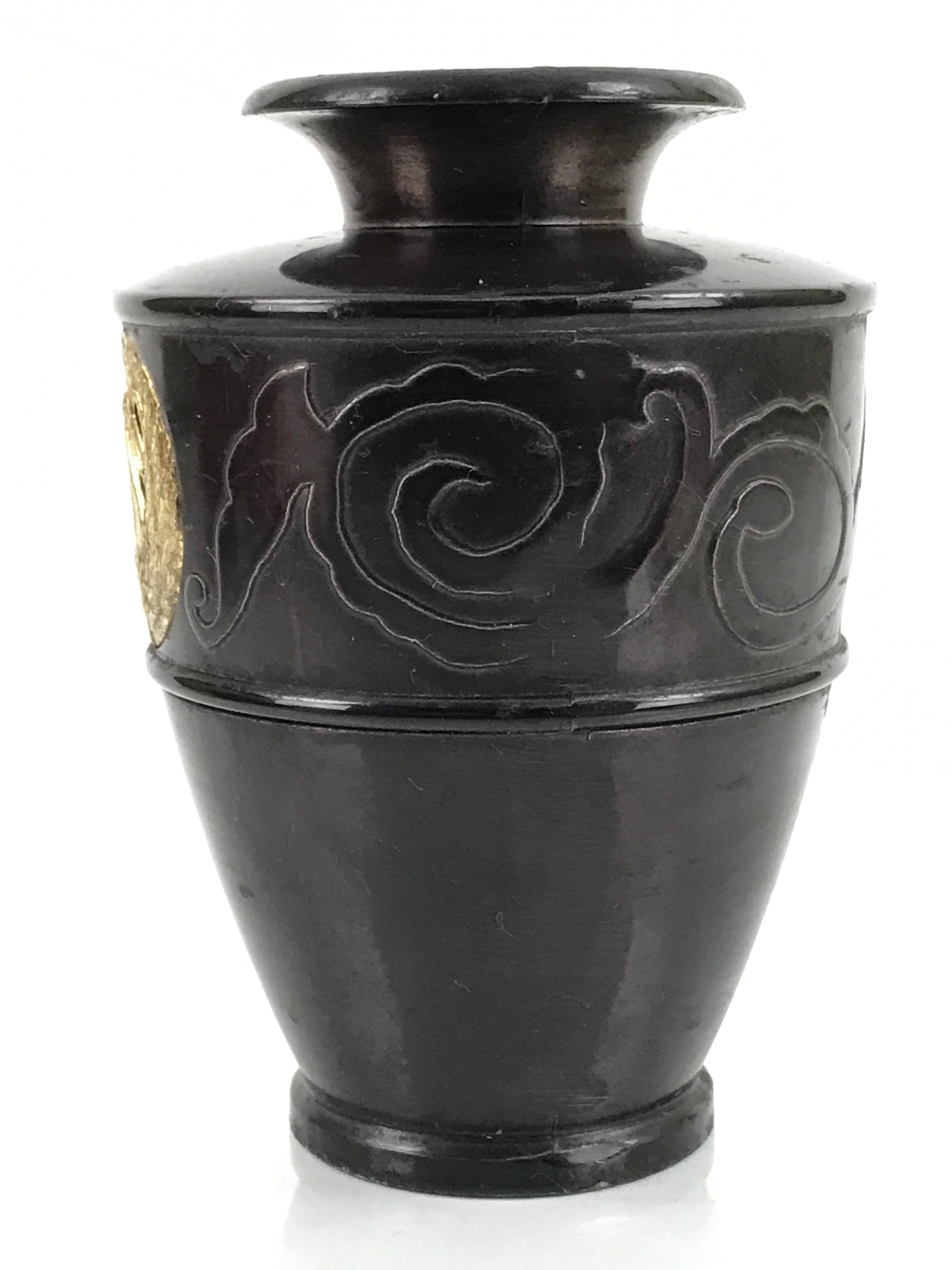 Japanese Buddhist Altar Fitting Bronze Flower Vase Vtg Hanatate Brown BA326