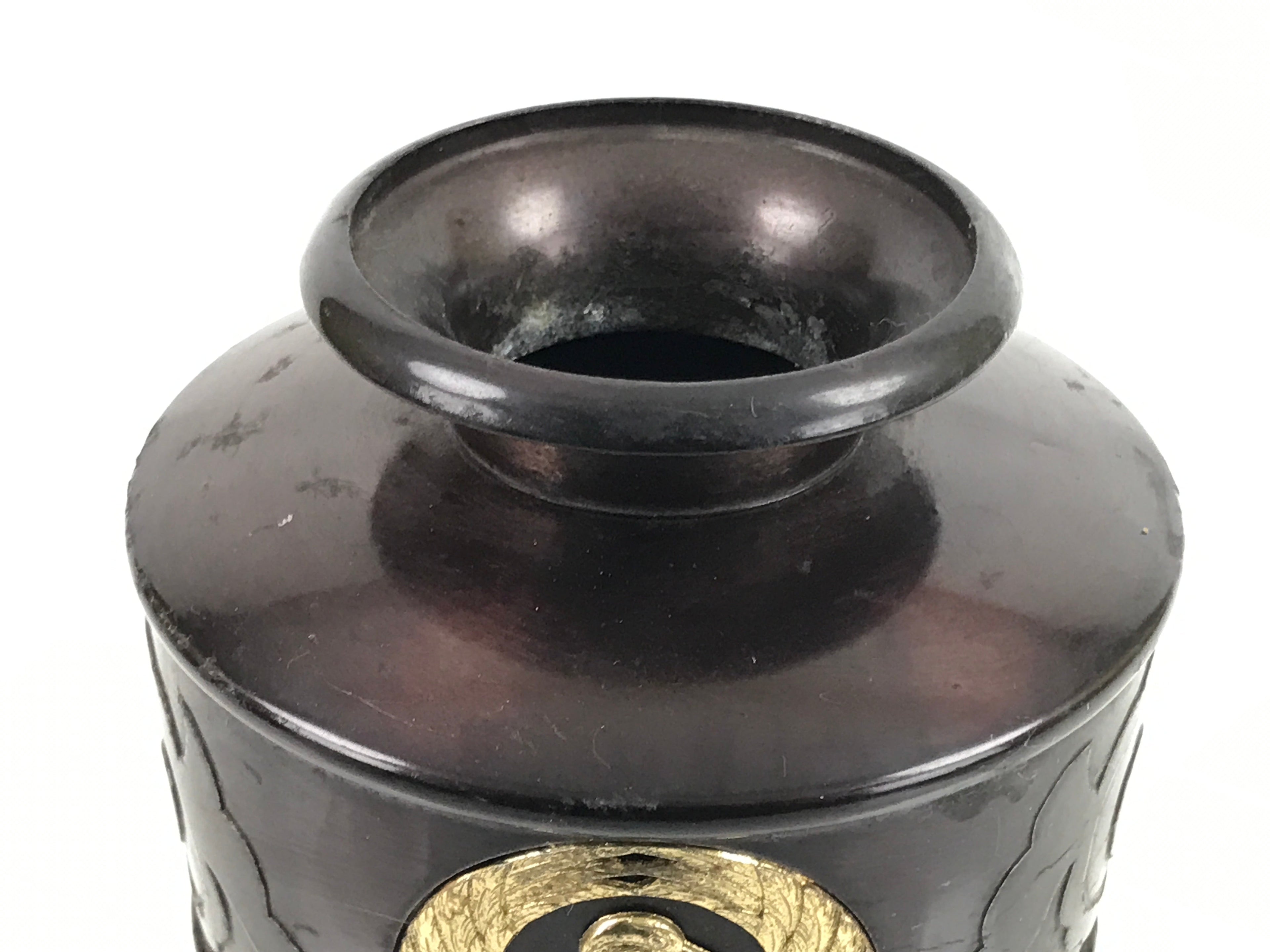 Japanese Buddhist Altar Fitting Bronze Flower Vase Vtg Hanatate Brown BA326