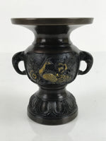 Japanese Buddhist Altar Fitting Bronze Flower Vase Vtg Hanatate Brown BA328